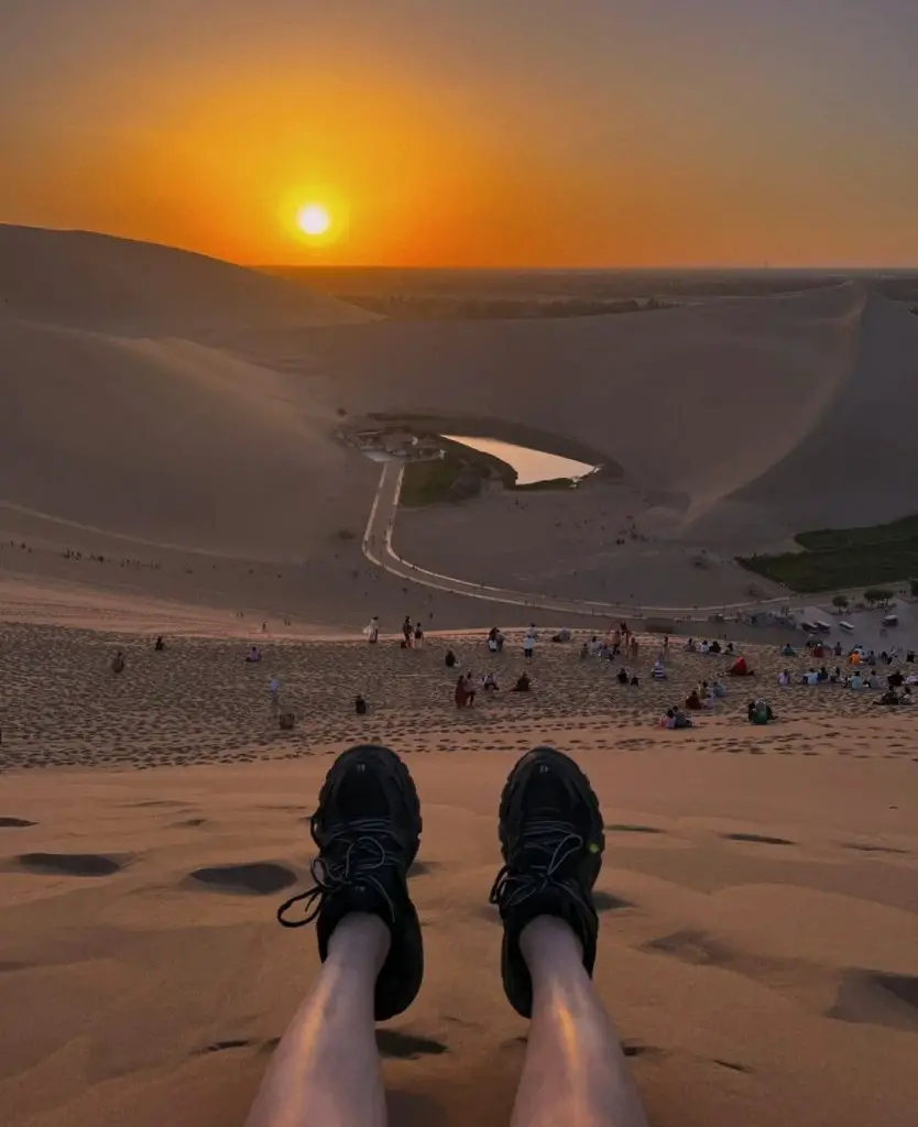 ming sha dune sunrise and sunset place in China