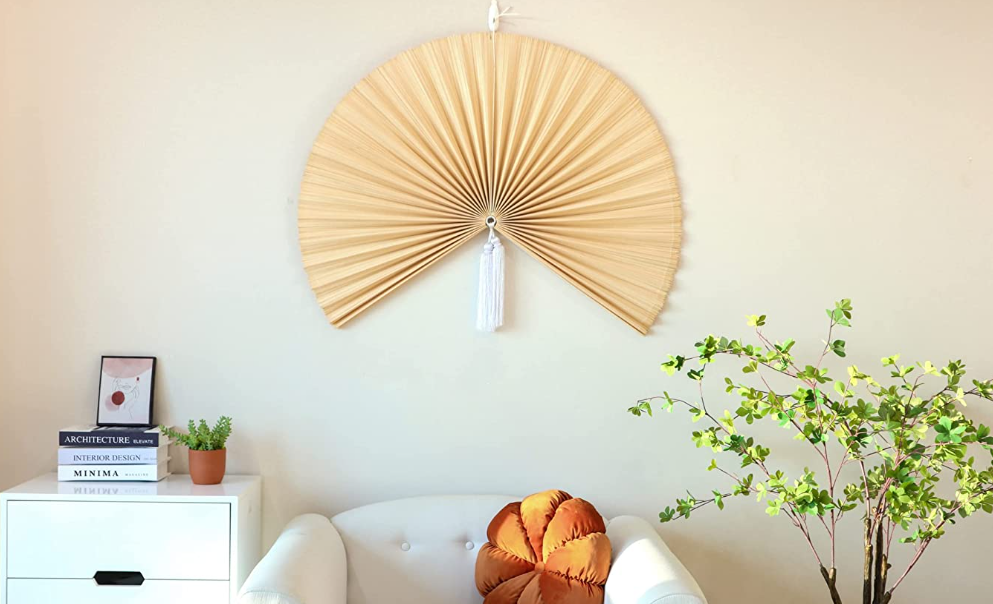 bamboo hand fan wall decor