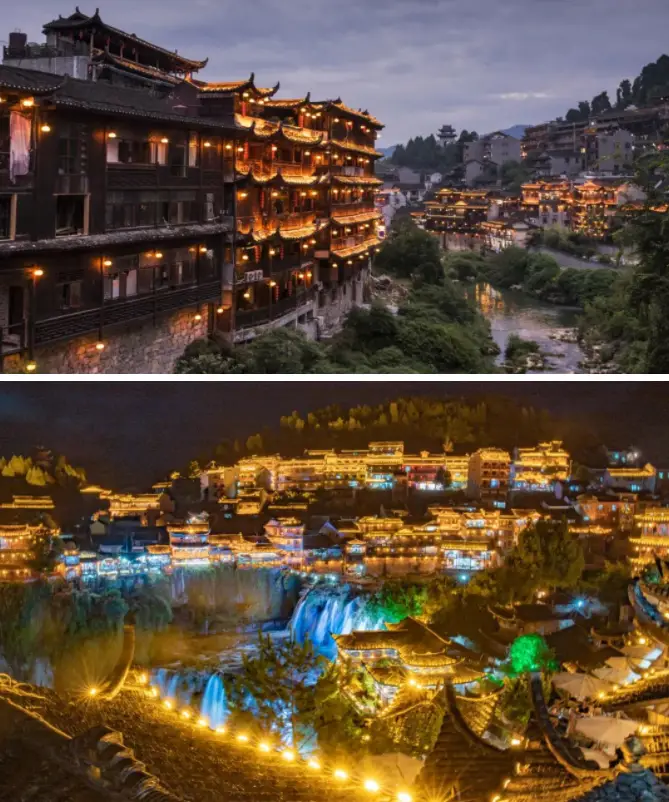night view in furong town